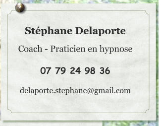 Stéphane Delaporte  Coach - Praticien en hypnose  07 79 24 98 36  delaporte.stephane@gmail.com